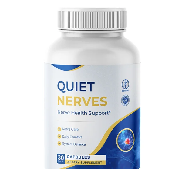 Quiet Nerves nerve & calm support supplement, 30-capsule bottle, as shown on the vendor's own site